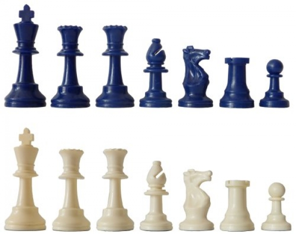 Schachfigur blau-weiß im Polybeutel