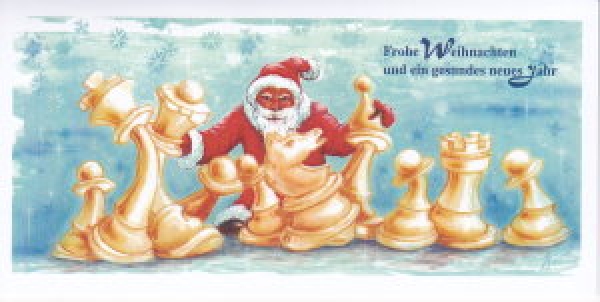 Weihnachtskarte Nikolaus mit Schachfiguren